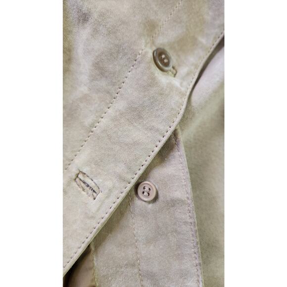 Y2K Vntg Suede Leather Monterey Bay Clothing Co. Button Down Tan Jacket Women XL - Picture 7 of 11